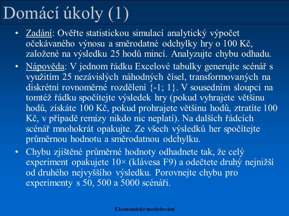 Ekonomick Modelov N Pro Podnikatelskou Praxi Ppt St Hnout